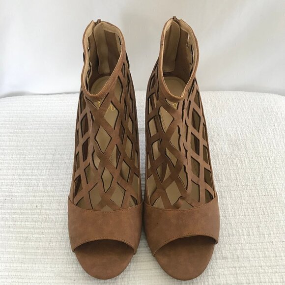 Impo Tanier Tan Caged Open Toe High Heel Zip Back - Picture 2 of 13
